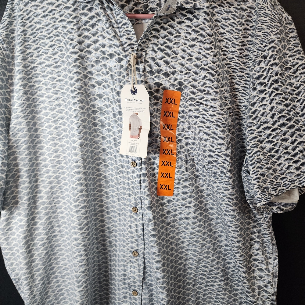 Short-Sleeve Blue Patterned Men’s Shirt - Tailor Vintage